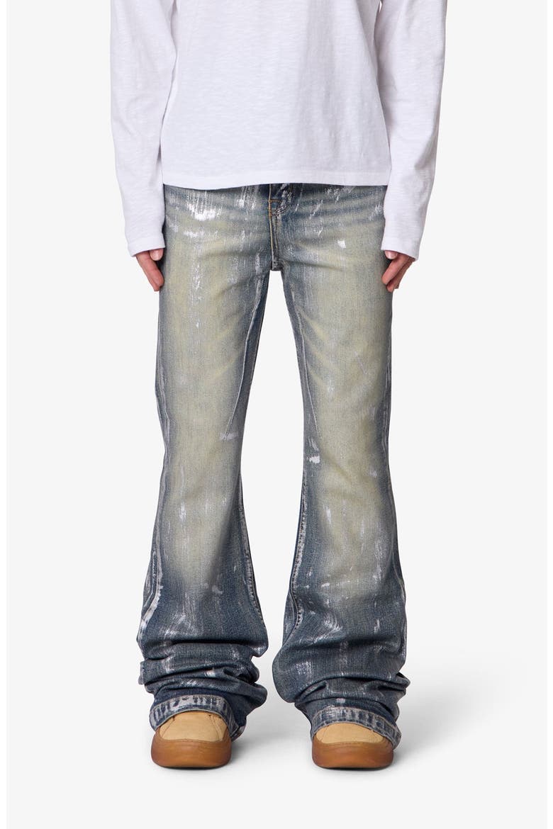 Waxed Super Stacked Relaxed Jeans, Main, color, BLUE