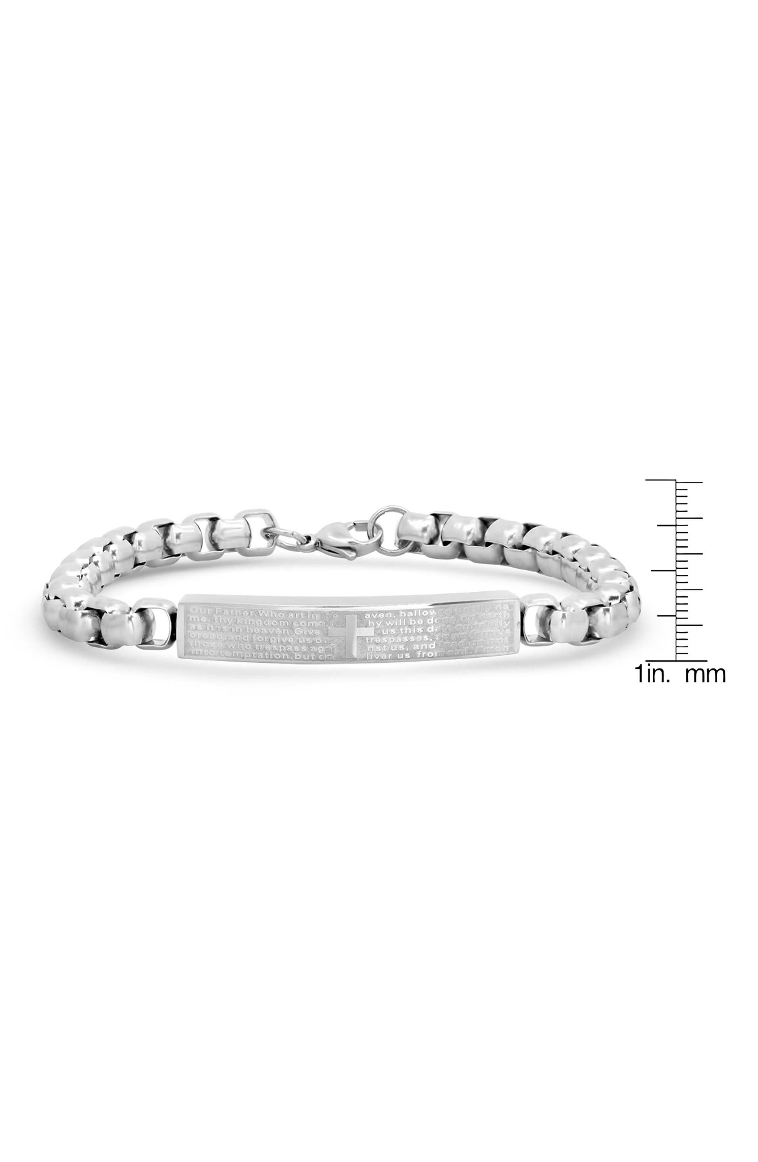 Men's Lord's Prayer Stainless Steel Box Chain Bracelet