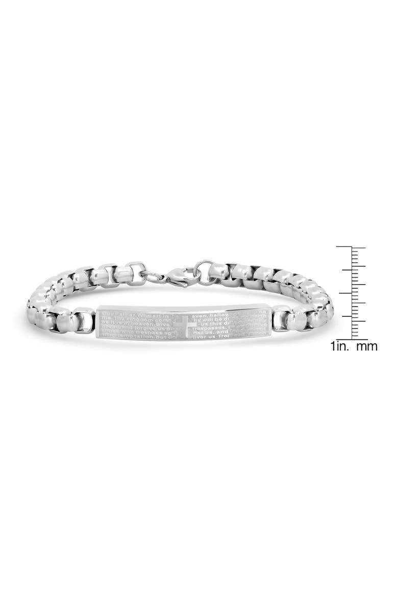 Men's Lord's Prayer Stainless Steel Box Chain Bracelet, Main, color, SILVER