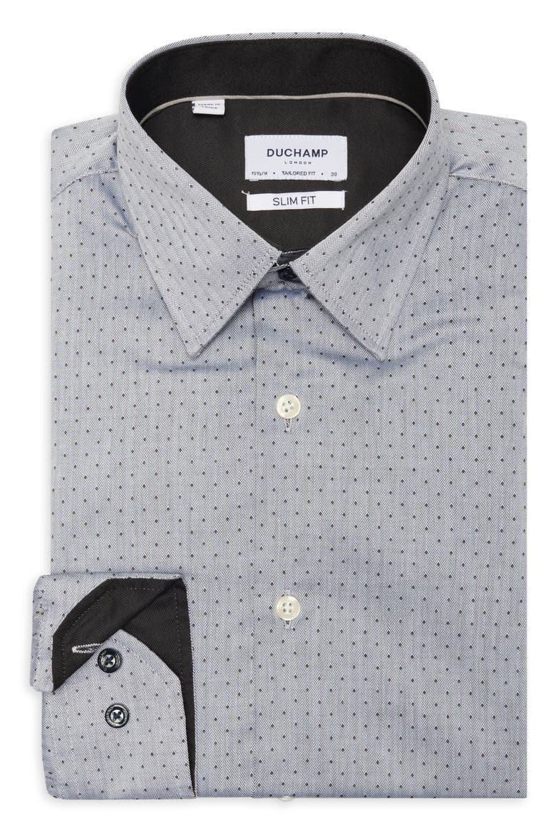 Slim Fit Geometric Print Dress Shirt, Alternate, color, GREY