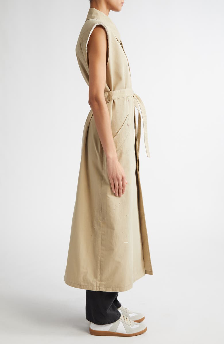 MM6 Maison Margiela Paint Splatter Belted Gabardine Vest, Alternate, color, Beige