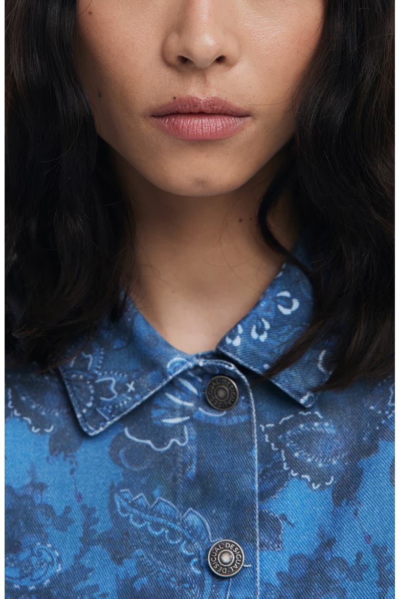 Floral Print Denim Jacket, Alternate, color, LIGHT BLUE
