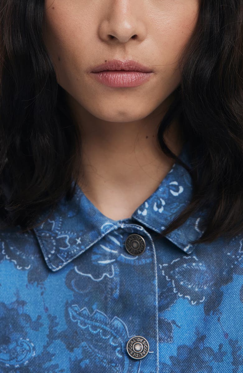 Desigual Floral Print Denim Jacket, Alternate, color, Light Blue