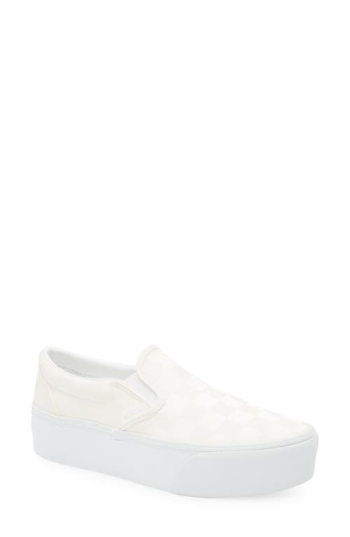 Vans Classic Slip-on Stackform Sneaker In Satin Checkerboard White