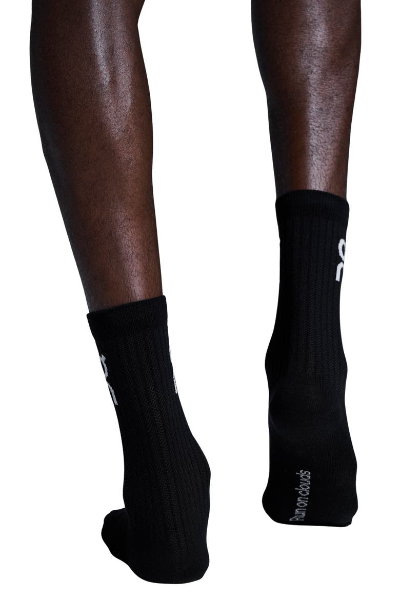 Logo Organic Cotton Crew Socks, Alternate, color, BLACK