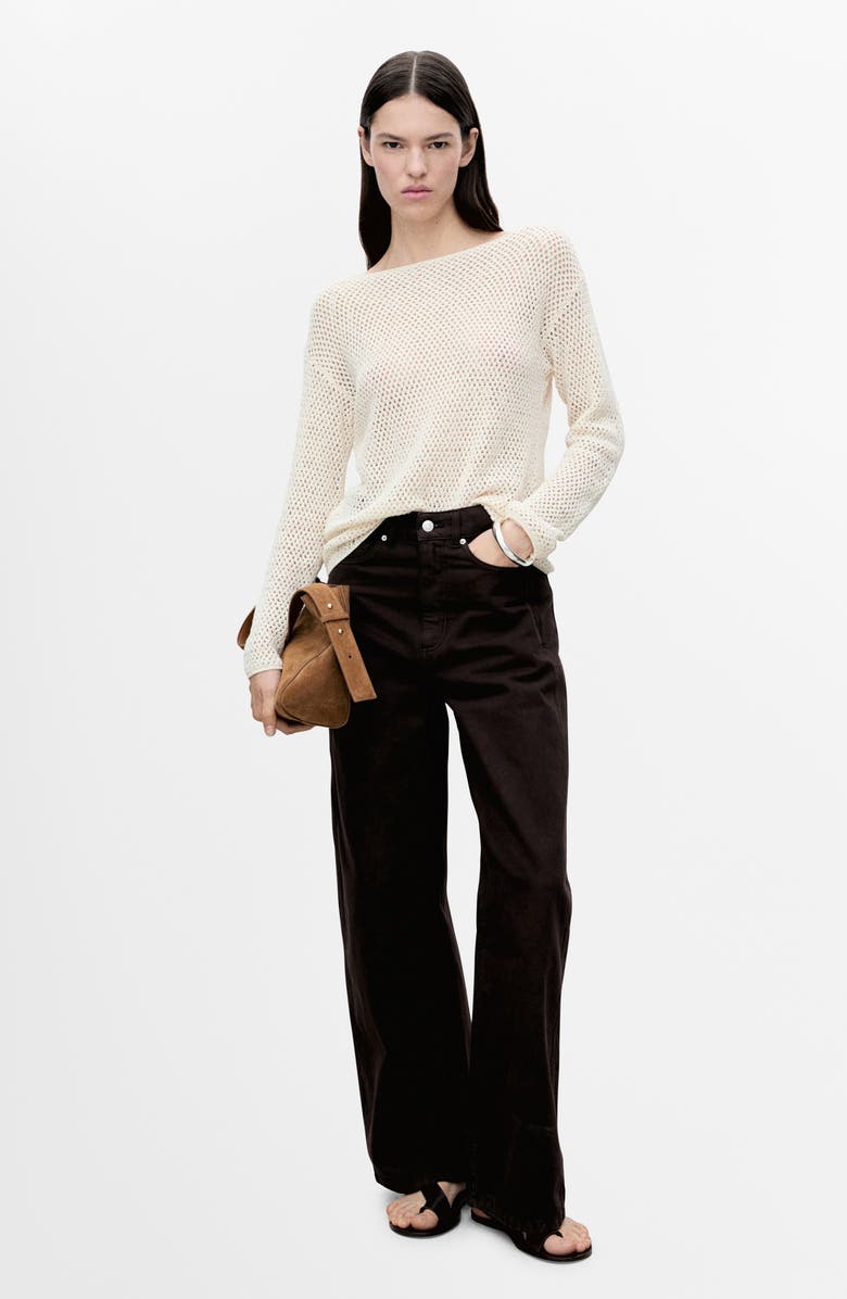 MANGO Open Knit Boat Neck Sweater, Alternate, color,