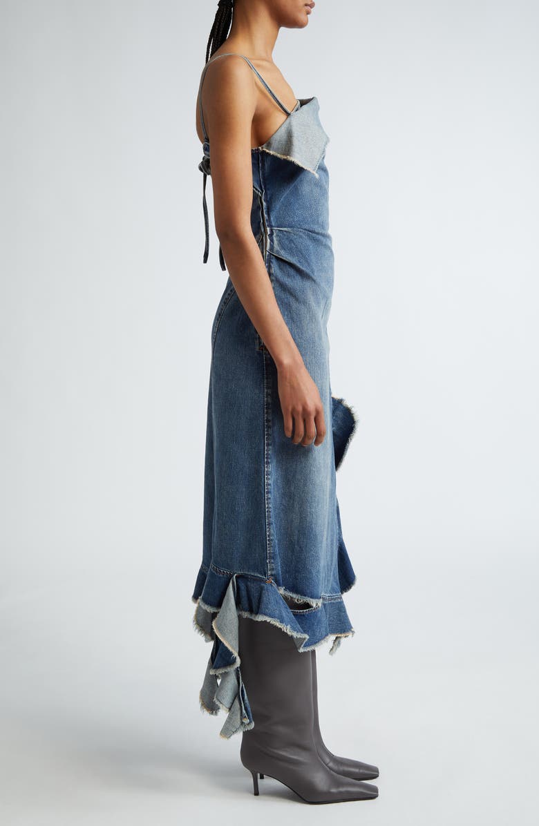 Acne Studios Delouise Detroit Denim Midi Dress, Alternate, color, Mid Blue