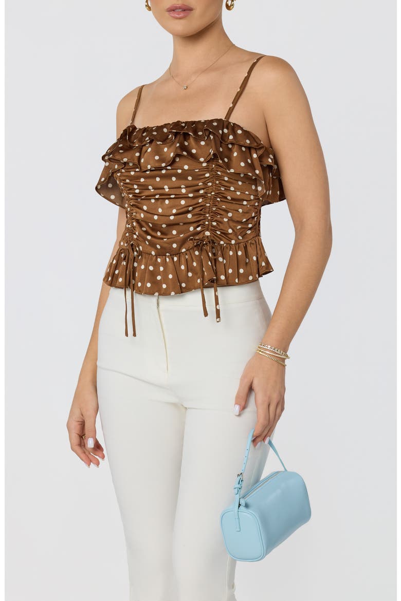 Brynn Side Cinch Camisole, Alternate, color, BROWN POLKA DOT