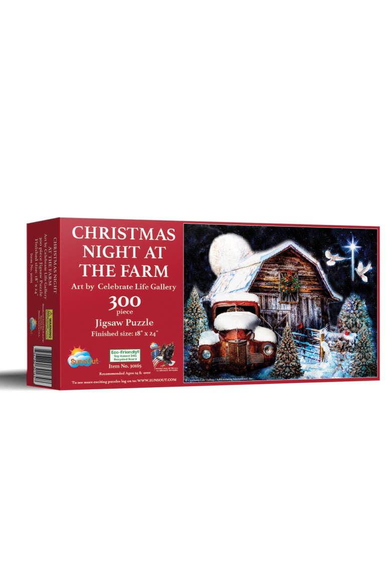 Christmas Night at the Farm 300 piece Jigsaw Puzzle for Adults, Main, color, Multicolor
