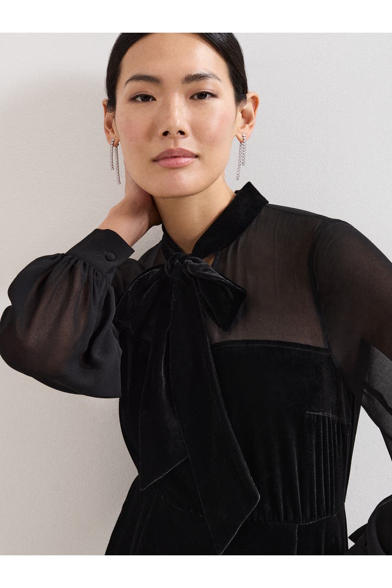 Magie Velvet Tie Neck Jumpsuit, Alternate, color, Black