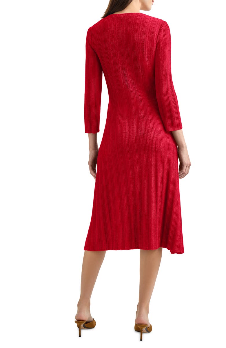 Misook Textural Stripe Midi Sweater Dress, Alternate, color, Rouge
