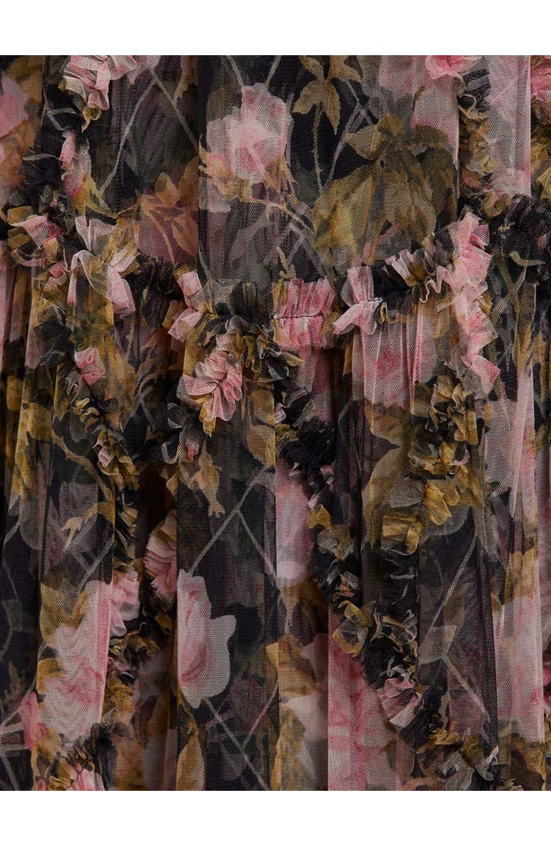 Needle & Thread English Rose Diamond Ruffle Gown, Alternate, color, Graphite