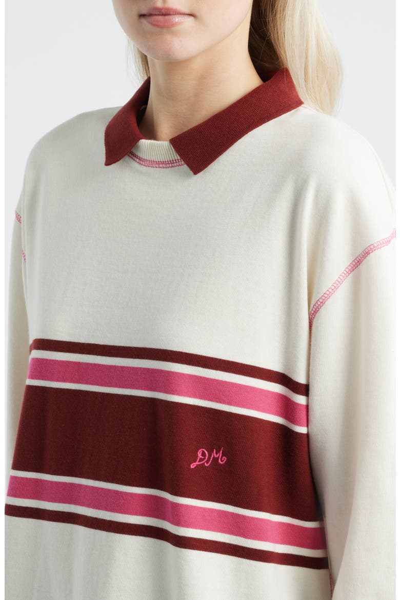 Stripe Organic Cotton Rugby Top, Alternate, color, ECRU