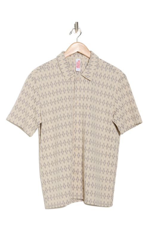 Fleece Factory Argyle Short Sleeve Button-up Shirt In Creamy Grey