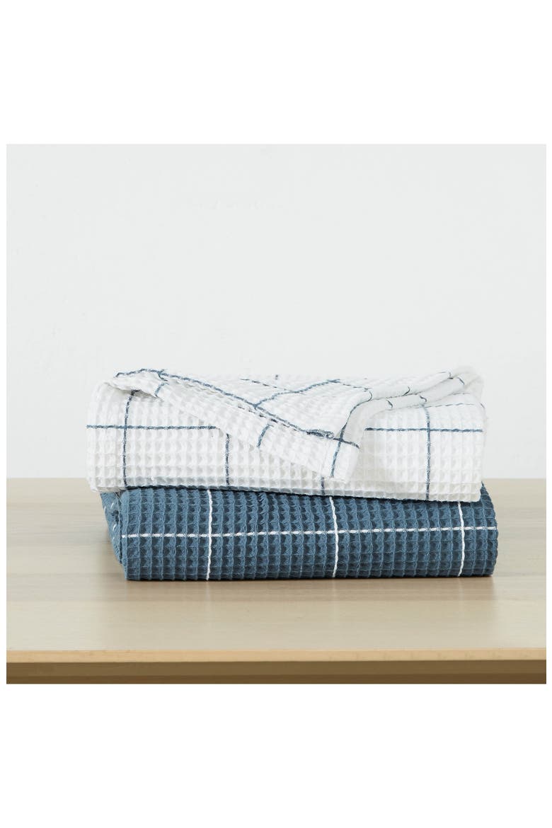 2-Piece Check Cotton Waffle Throw Blankets, Alternate, color, WHITE