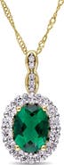 Julianna B. Gemstone & Diamond Oval Halo Necklace 14K