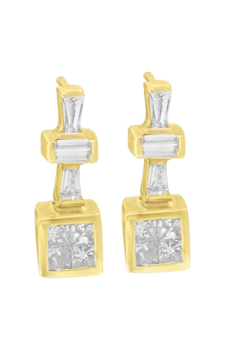 14K Yellow Gold 1 1/3 cttw Diamond Hoop Earrings, Main, color, Yellow