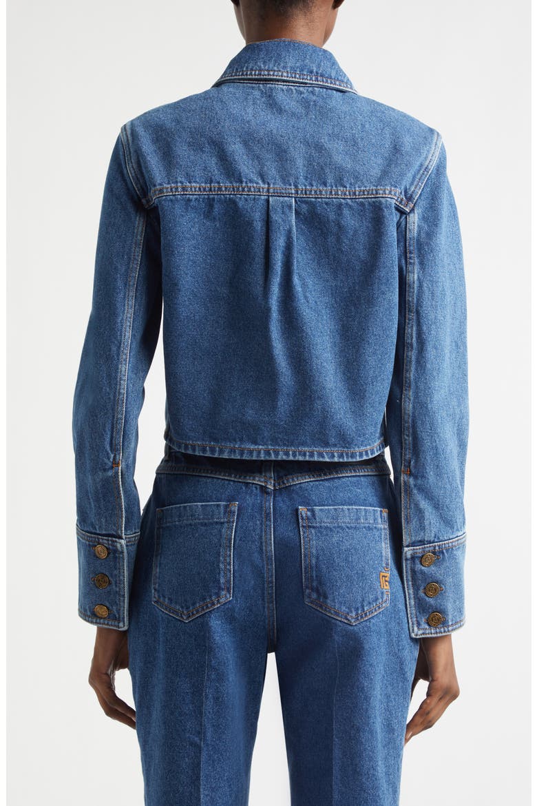 Crop Denim Jean Jacket, Alternate, color, 6EX BLEU JEAN DARK