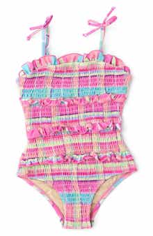 Shade Critters Kids' Summer Plaid Smocked One-Piece UPF 50+ Swimsuit