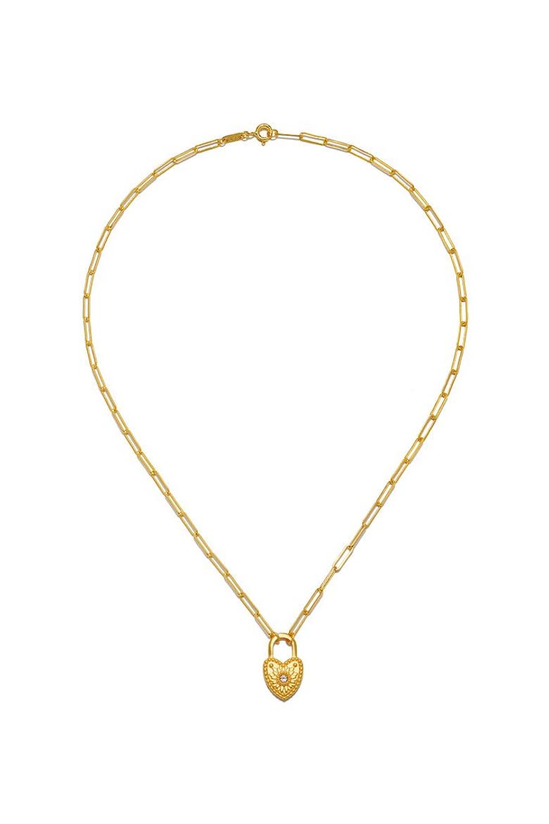 Love Everlasting Padlock Heart Necklace, Alternate, color, Gold