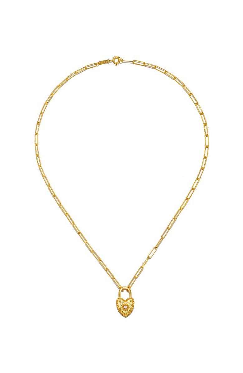 Satya Jewelry Love Everlasting Padlock Heart Necklace, Alternate, color, Gold