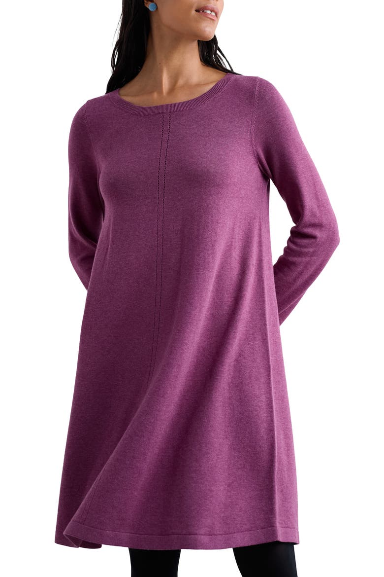 Long Sleeve Organic Cotton A-Line Sweater Dress, Main, color, SPRING HEATHER