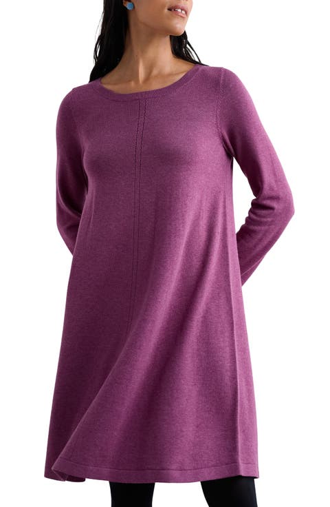 Long Sleeve Organic Cotton A-Line Sweater Dress