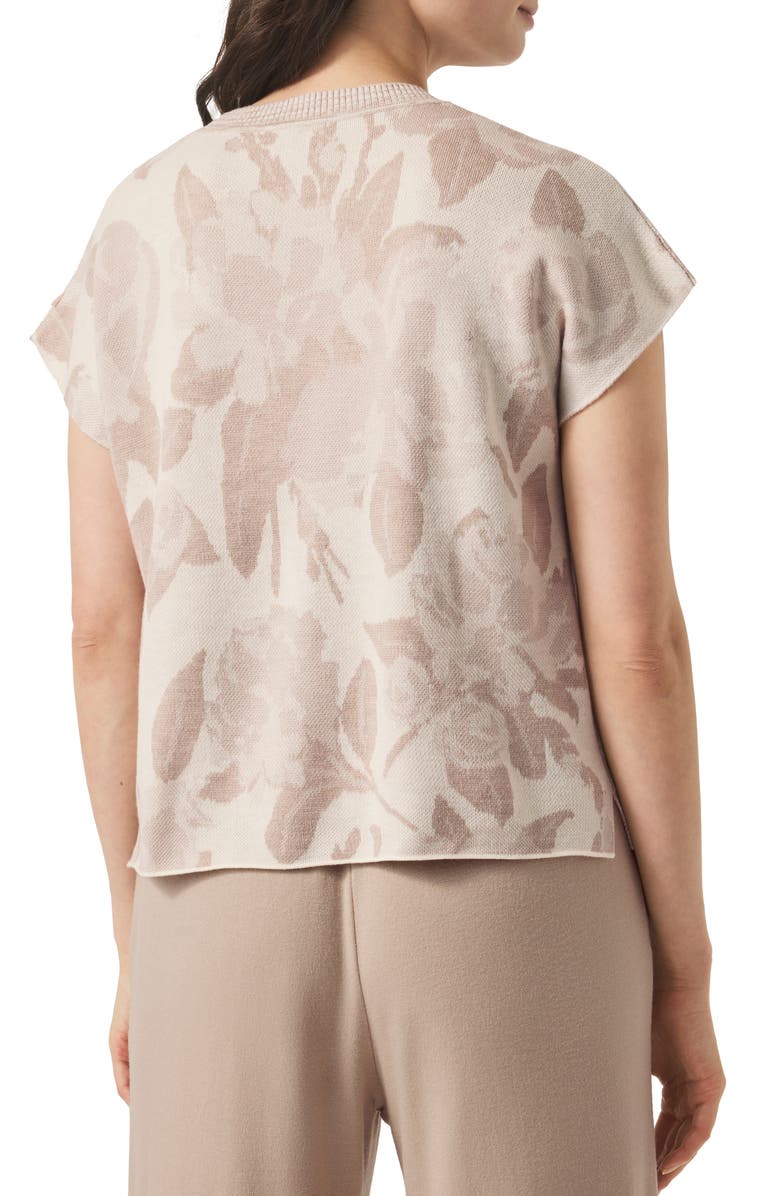 Splendid Flora Floral Jacquard Short Sleeve Sweater, Alternate, color, Natural Multi Floral