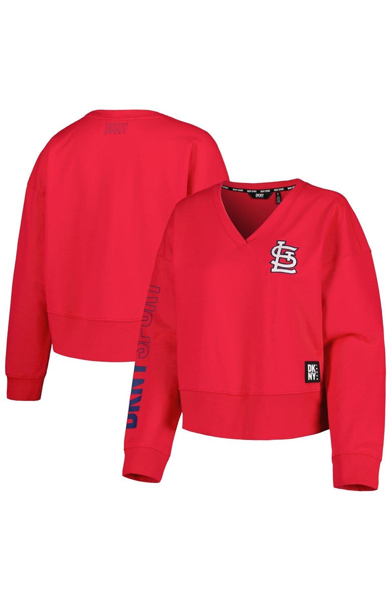 DKNY SPORT Women's DKNY Sport Red St. Louis Cardinals Lily V-Neck Pullover Sweatshirt, Main, color, Red