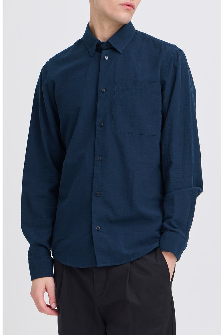 Regular Fit Cotton Button-Up Shirt, Main, color, NAVY BLAZER