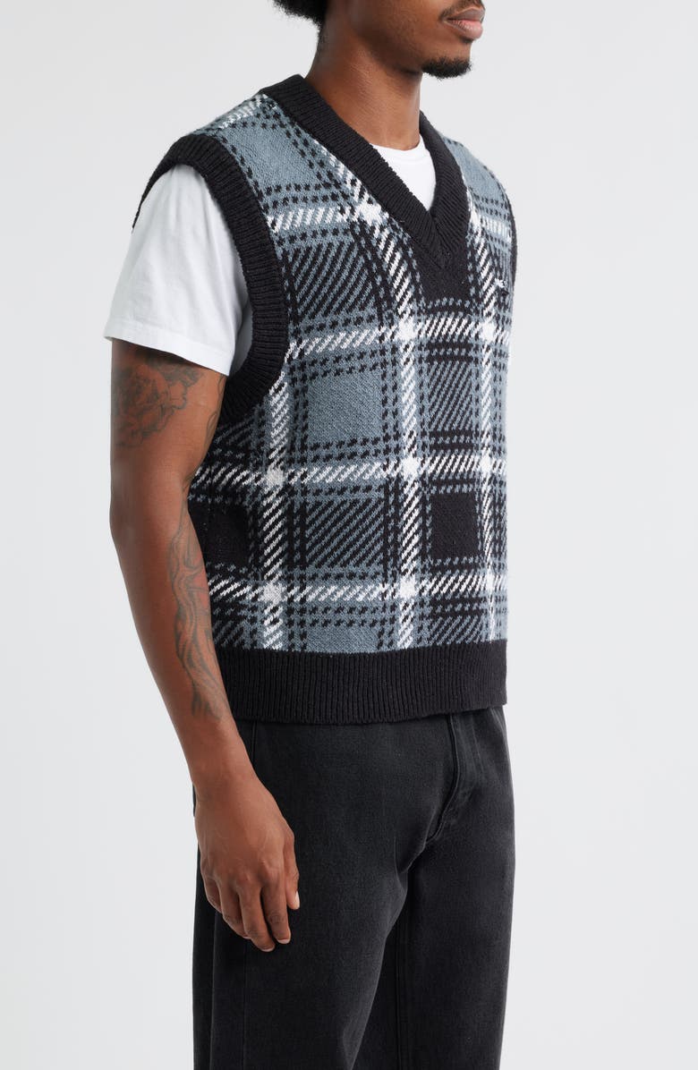 Obey Avon Plaid Sweater Vest, Alternate, color, Cold Black Multi