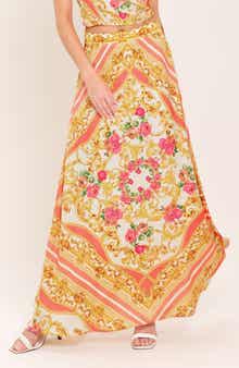 Satin Print Maxi Skirt