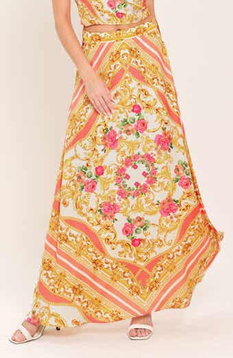 Satin Print Maxi Skirt