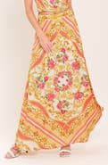 FLYING TOMATO Satin Print Maxi Skirt