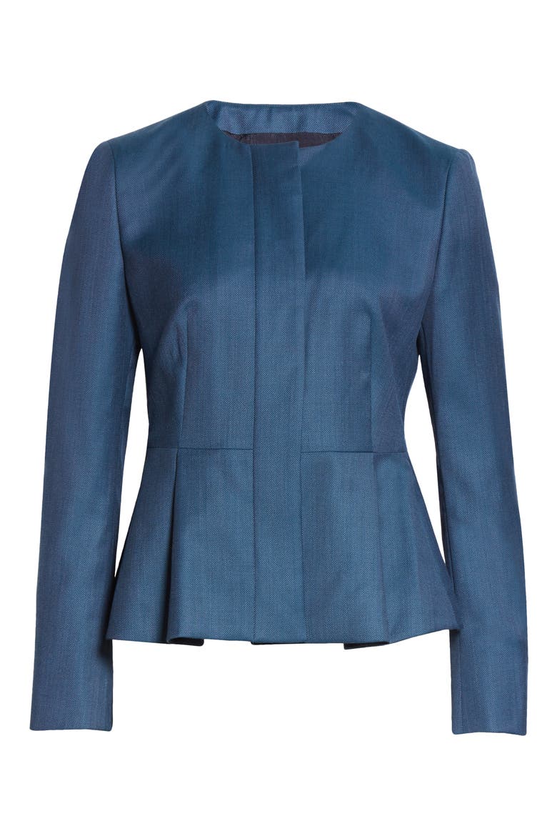 Jatoba Peplum Wool Jacket, Alternate, color, BLUE JADE FANTASY