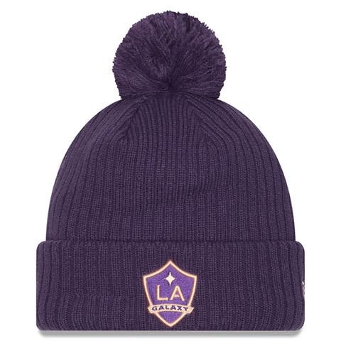 Men's New Era  Purple LA Galaxy 2025 Jersey Hook Cuffed Knit Hat with Pom