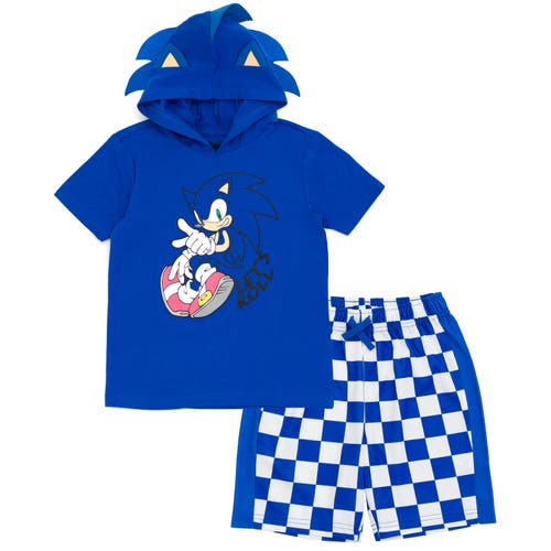 Sega Sonic The Hedgehog Cosplay T-shirt & Shorts Set In Blue