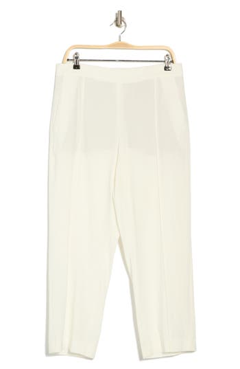 Vince Pintuck Tapered Crop Linen Blend Trousers