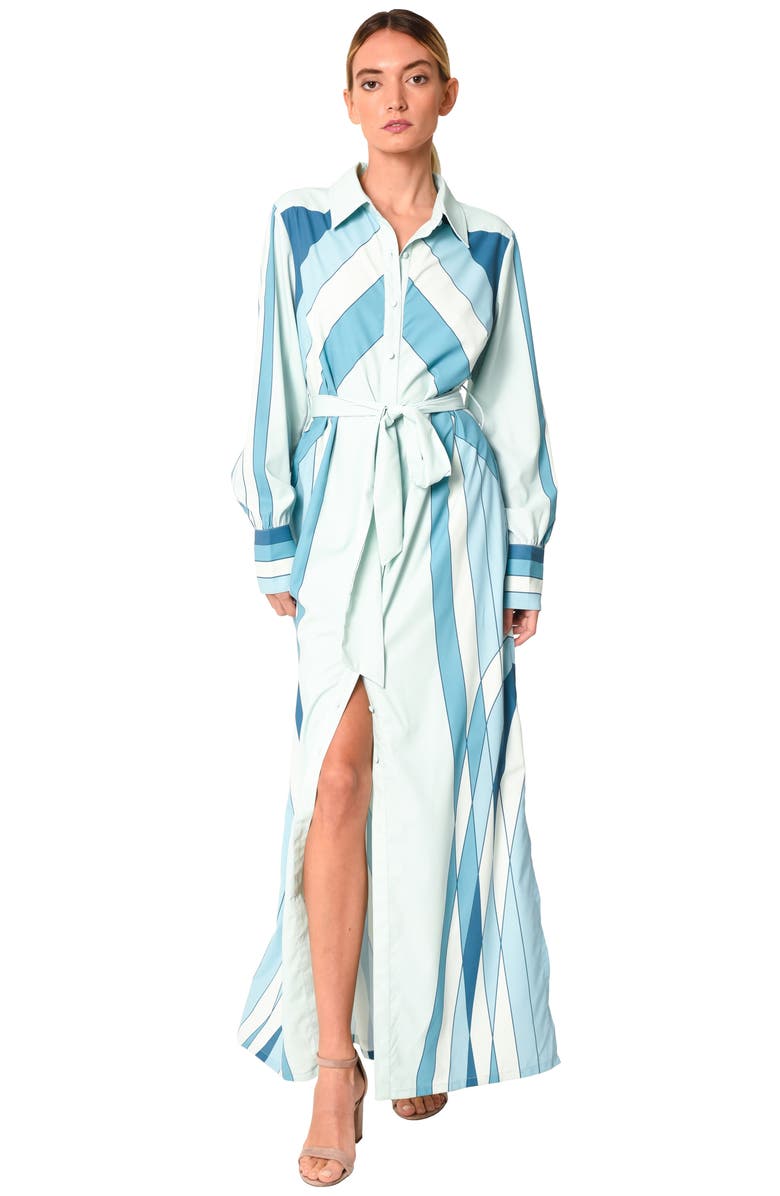 CIEBON Jynai Long Sleeve Shirtdress, Alternate, color, Green