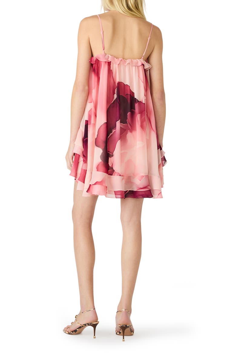 Lorella Print Ruffle Sleeveless Shift Dress, Alternate, color, CORAL CLOUD