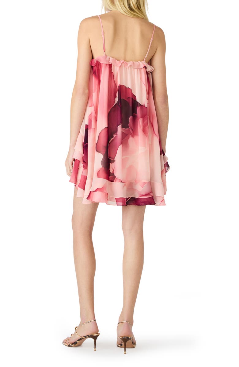Steve Madden Lorella Print Ruffle Sleeveless Shift Dress, Alternate, color, Coral Cloud