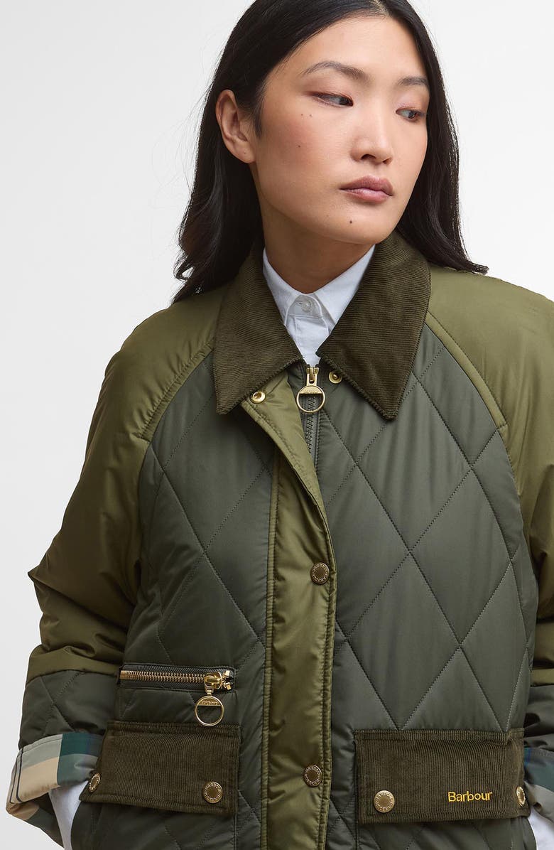 Barbour Martha Diamond Quilted Jacket, Alternate, color, Olive/ Moss/ Tartan