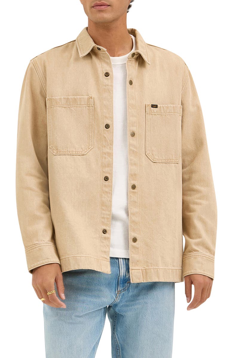Lee Cotton Blend Twill Snap-Up Overshirt, Main, color, Cappucino