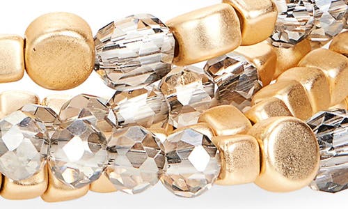 Cara Set Of 5 Beaded Stretch Bracelets In Gold