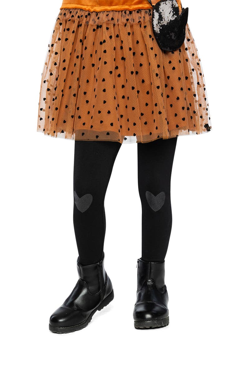 Organic Cotton Glitter Heart Knee Patch Leggings, Alternate, color, Black