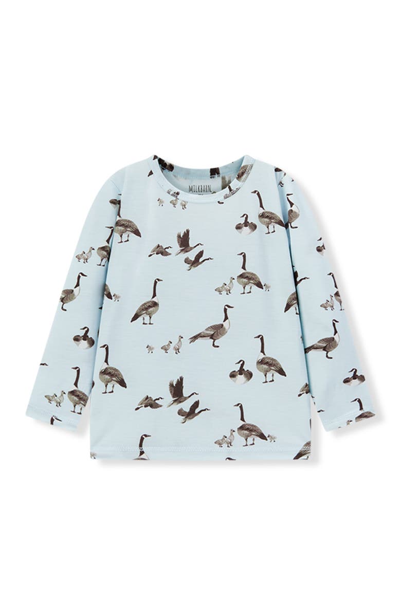 Milkbarn Luxe Stretch Long Sleeve Two Piece Pajama Set, Main, color, Goose