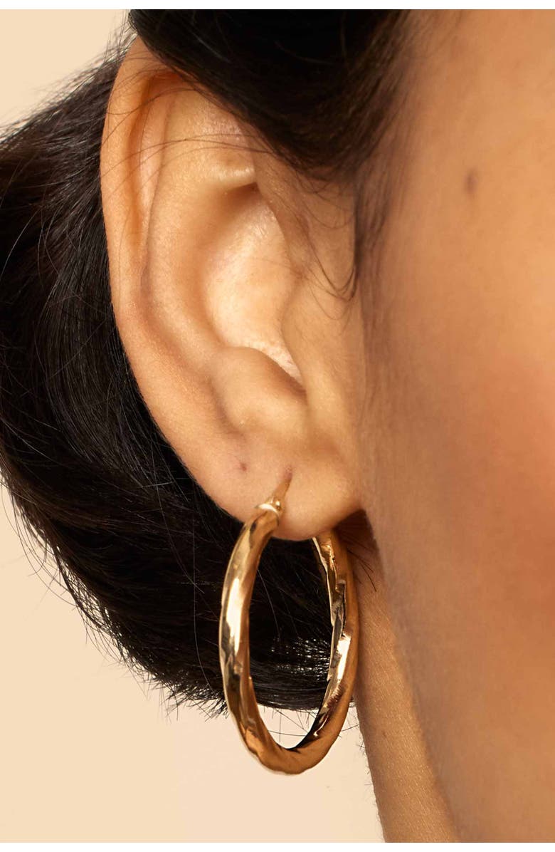 Oradina 10K Gold Goddess Hoops Earrings, Alternate, color, Yellow Gold