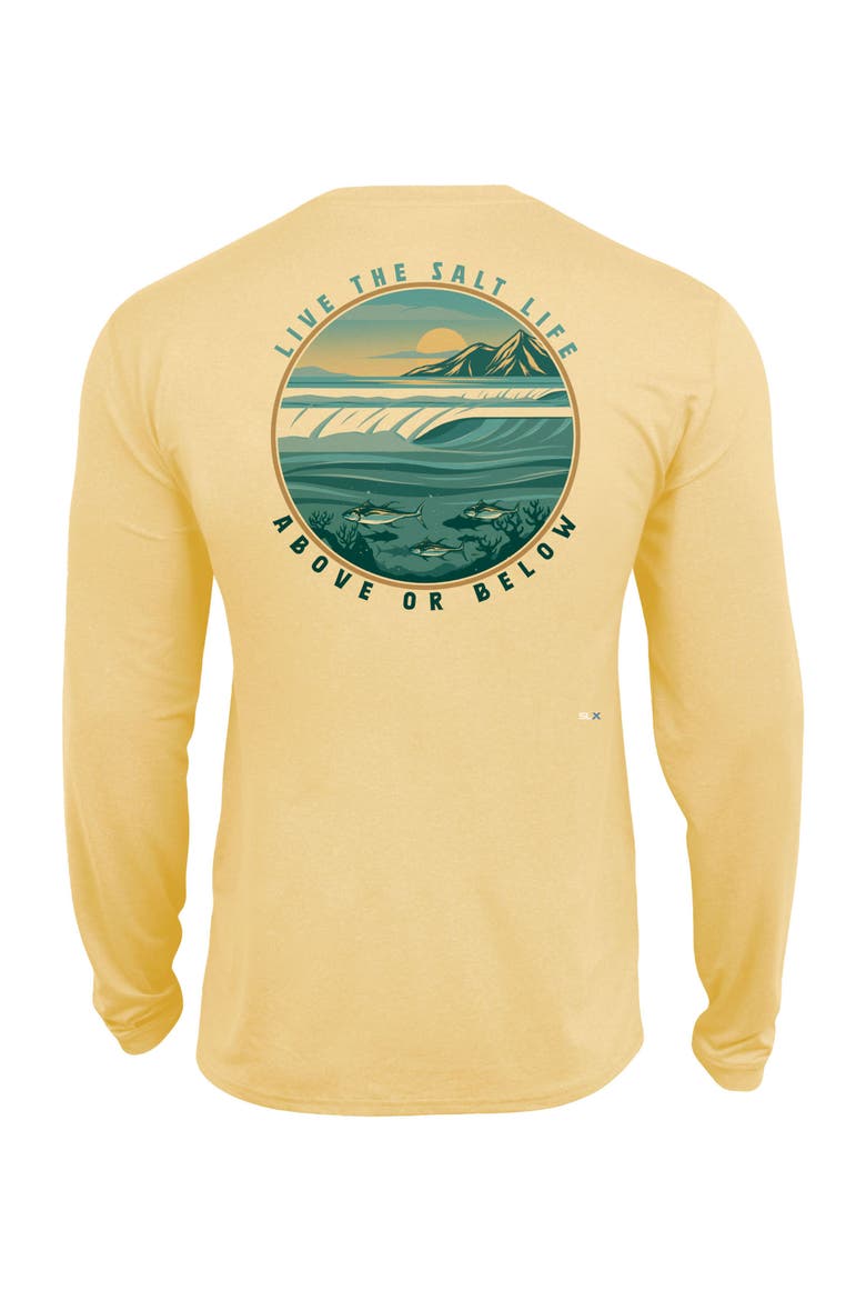 Live Above or Below Long Sleeve Performance Tee, Alternate, color, Golden Haze Heather