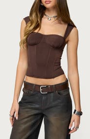 EDIKTED Marcella Mesh Corset Tank