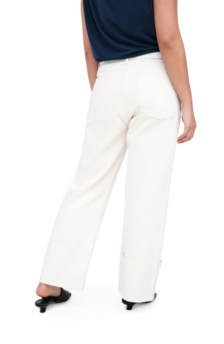 Marcella Whitlock High Waist Cuff Straight Leg Jeans, Alternate, color, Off White